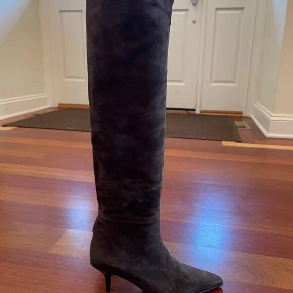NEW Gucci Over-the-Knee Boots Dark Brown Suede Size 6 - Picture 3 of 4